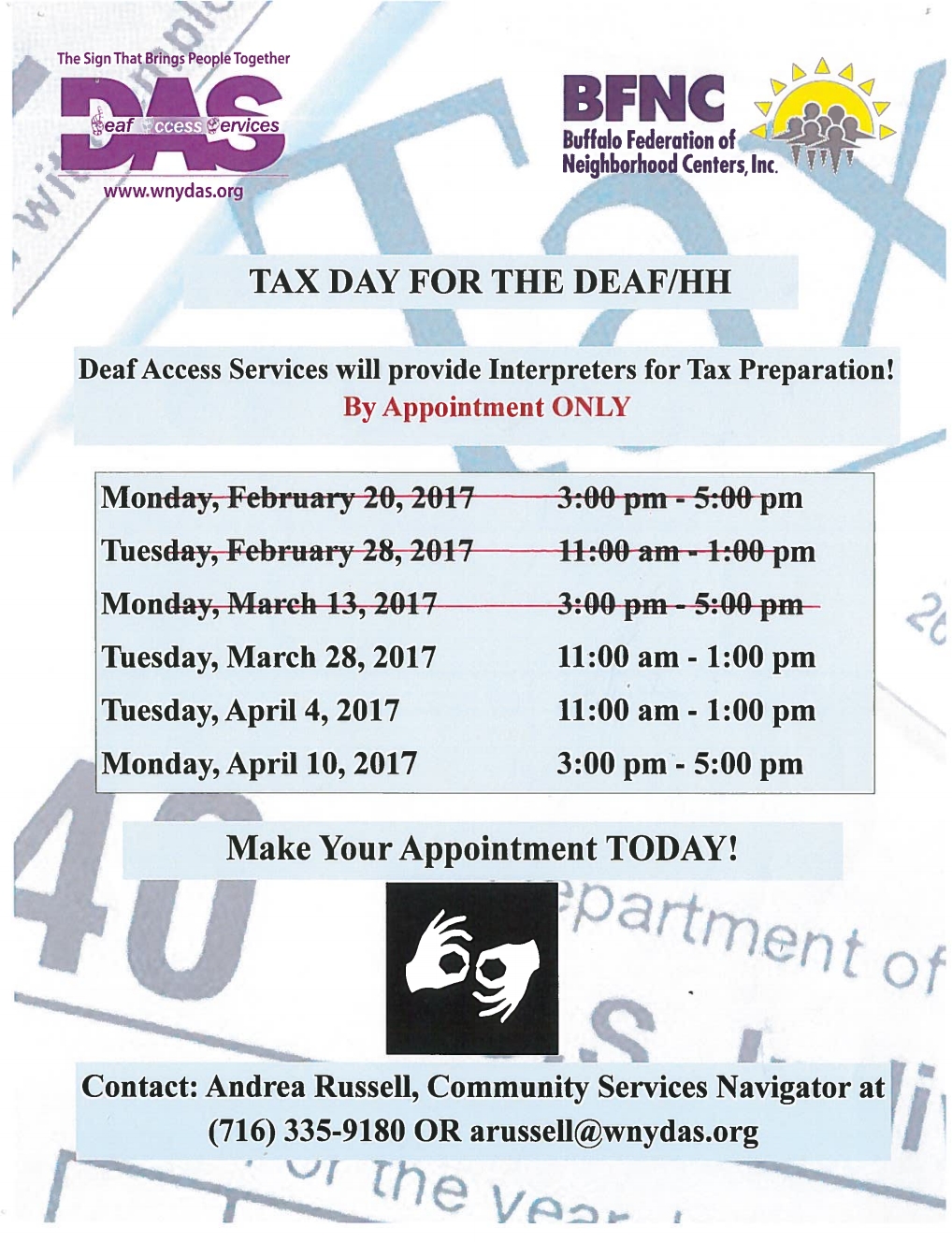 Free Tax Preparation For Our Deaf And Hard Of Hearing Clients Events 